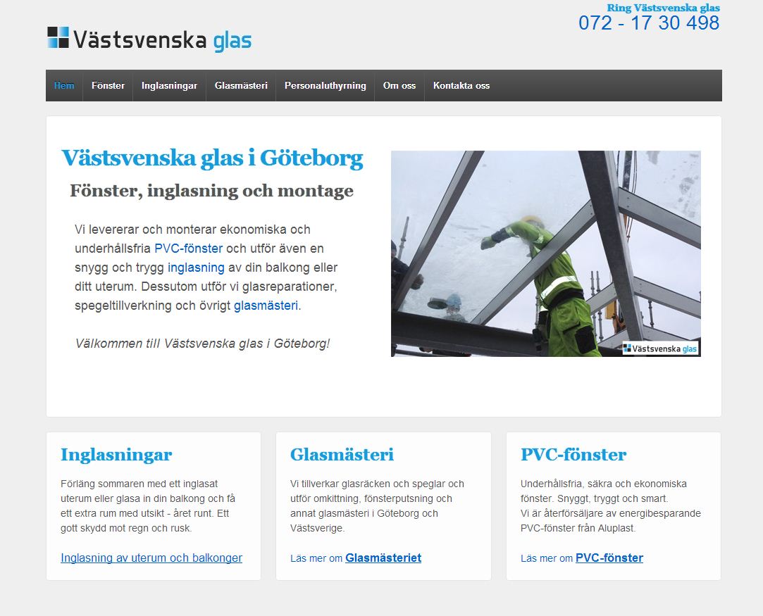 Glasmästare i Göteborg - hemsida av Webbdesignern i Skövde