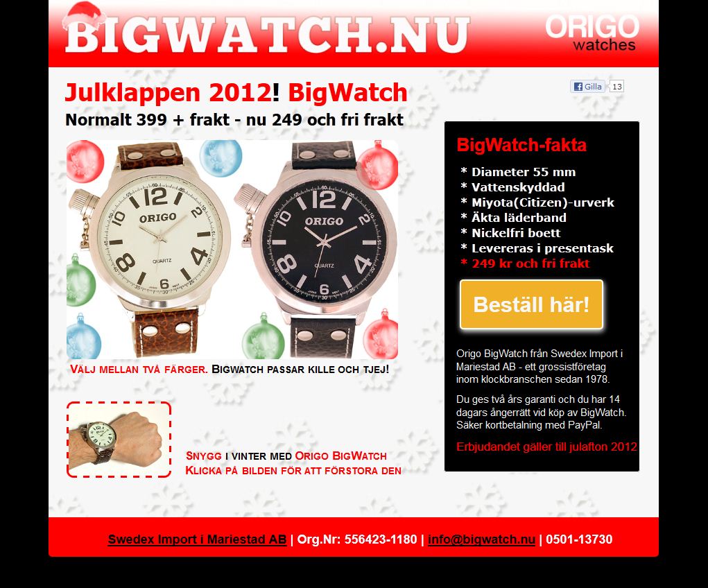 Ge en klocka i julklapp 2012