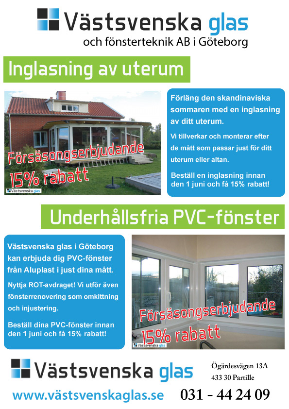 Specialerbjudande på PVC-fönster och inglasning av uterum